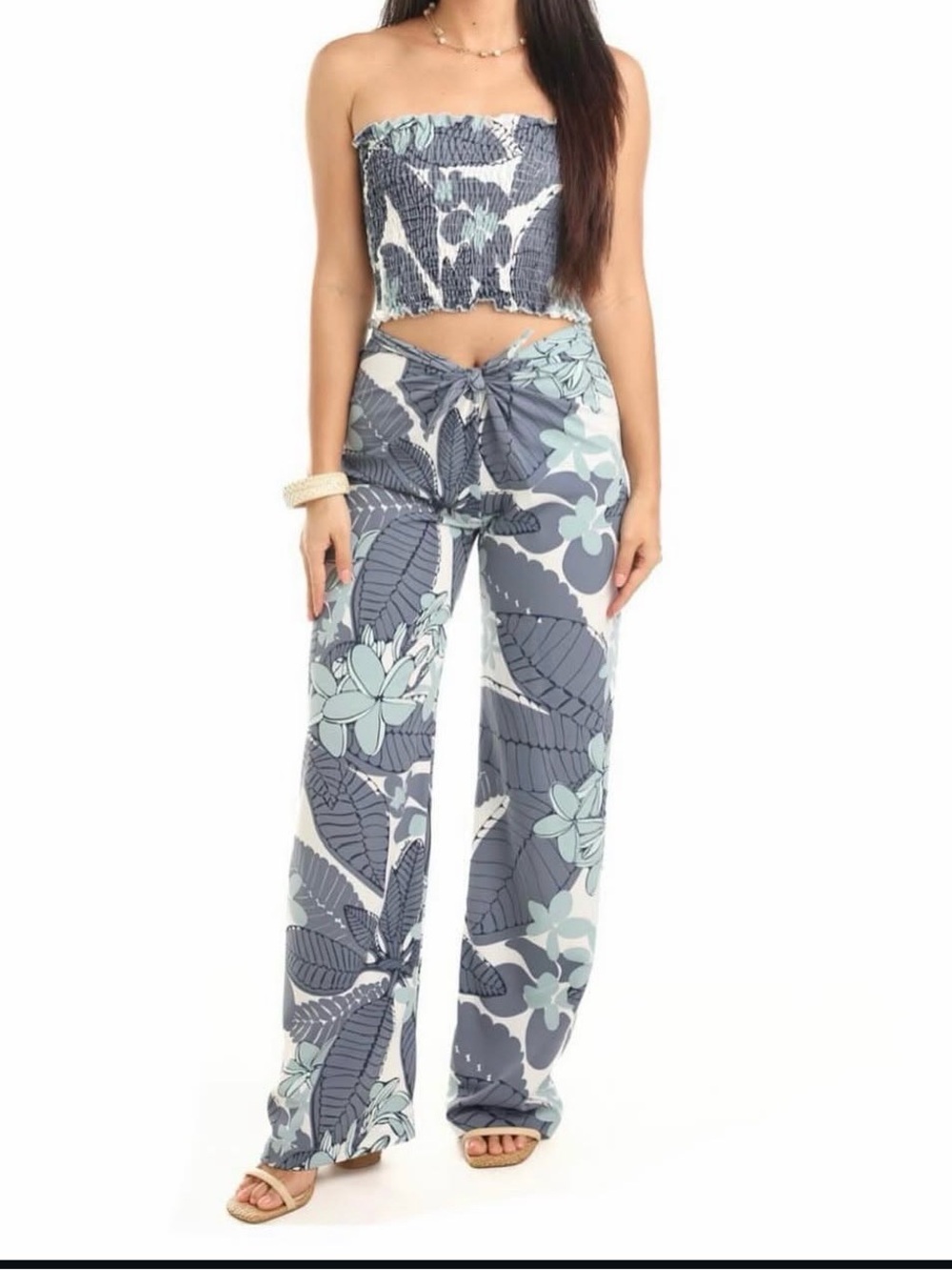 Manuhealii Tie-Front Wide-Leg Pants - Pink